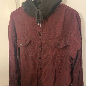 Express Maroon Flannel Hoodie, XL